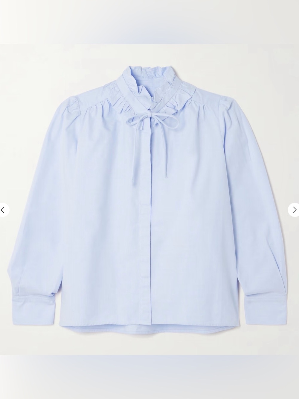 NWT Citizens of Humanity Calista tie-detailed ruffled cotton-poplin shirt Sz M - Picture 3 of 9